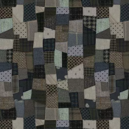 Studio E 42" Cotton Snowy Days & Frosty Nights Slate Blanket Stitch Patchwork by Kathi Campbell 8463-79