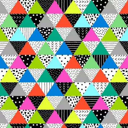 Studio E Fabrics Black Multi Patterned Triangles 5807S-98 ^