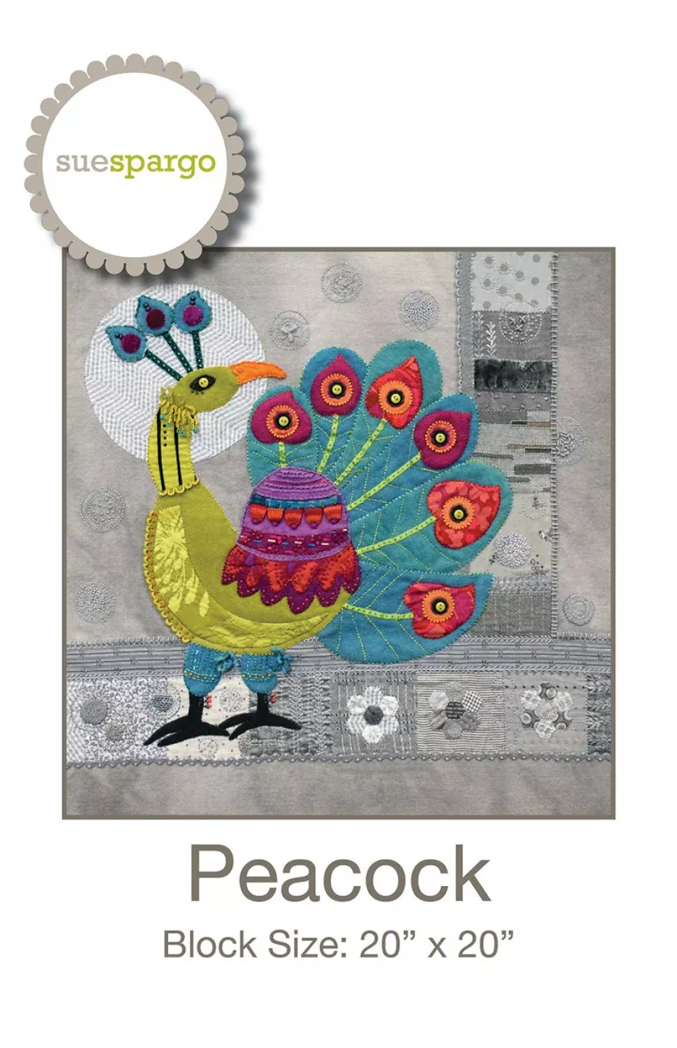 Sue Spargo Peacock Block Pattern