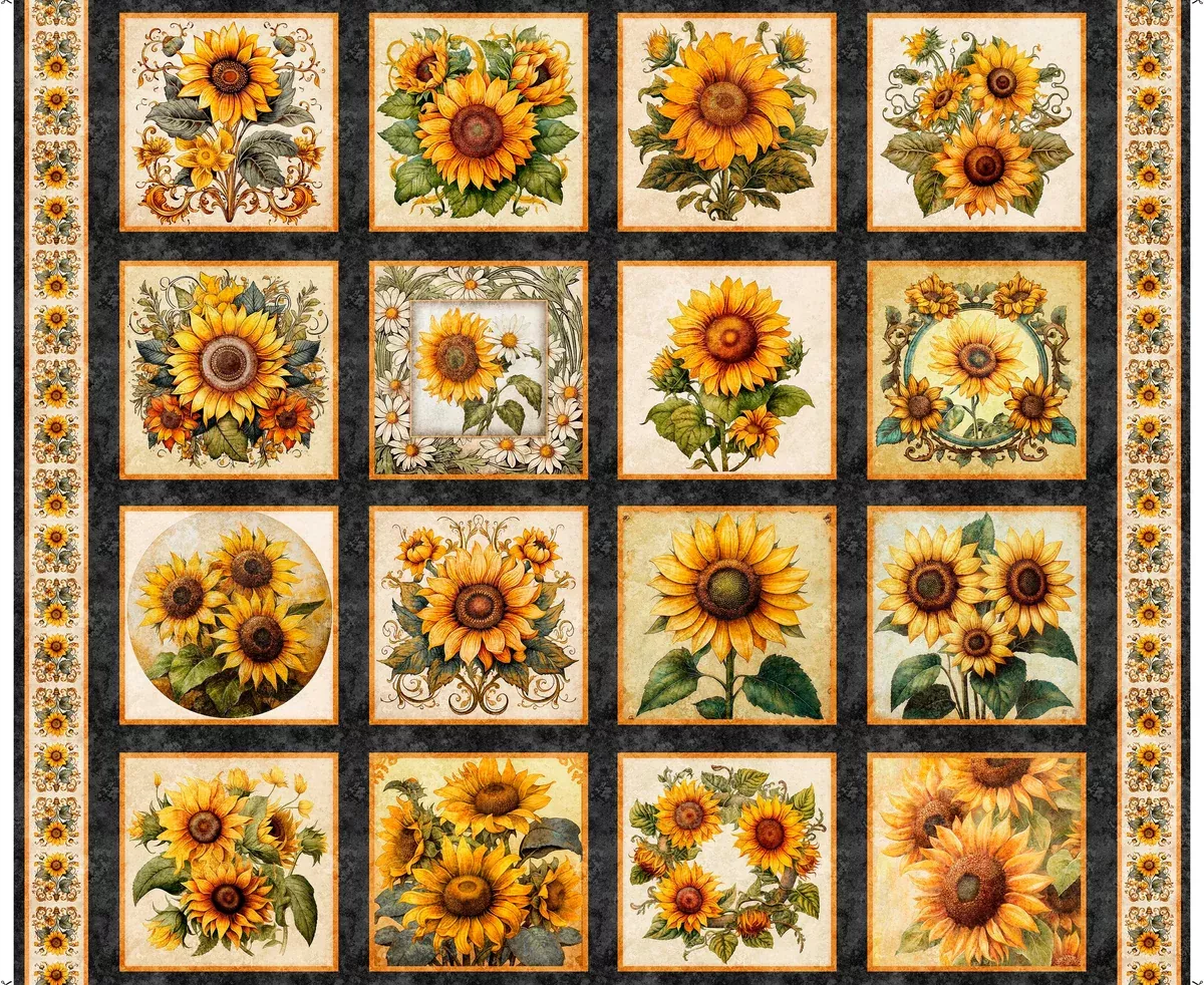 Sunflower Serenade - Sunflower Picture Patches Charcoal