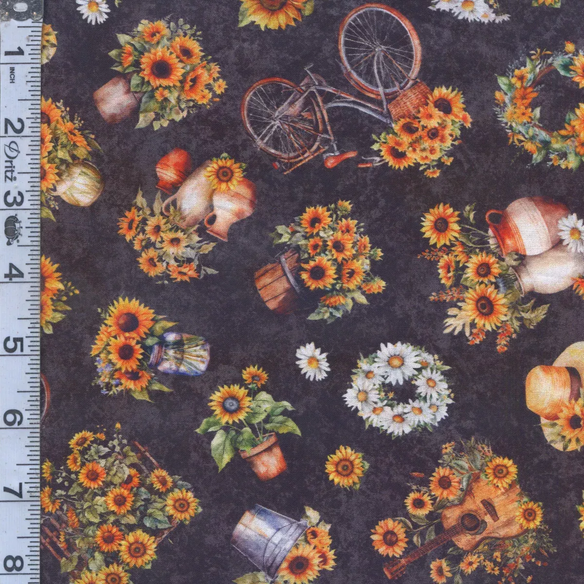 Sunflower Serenade - Sunflowers & Bikes Charcoal