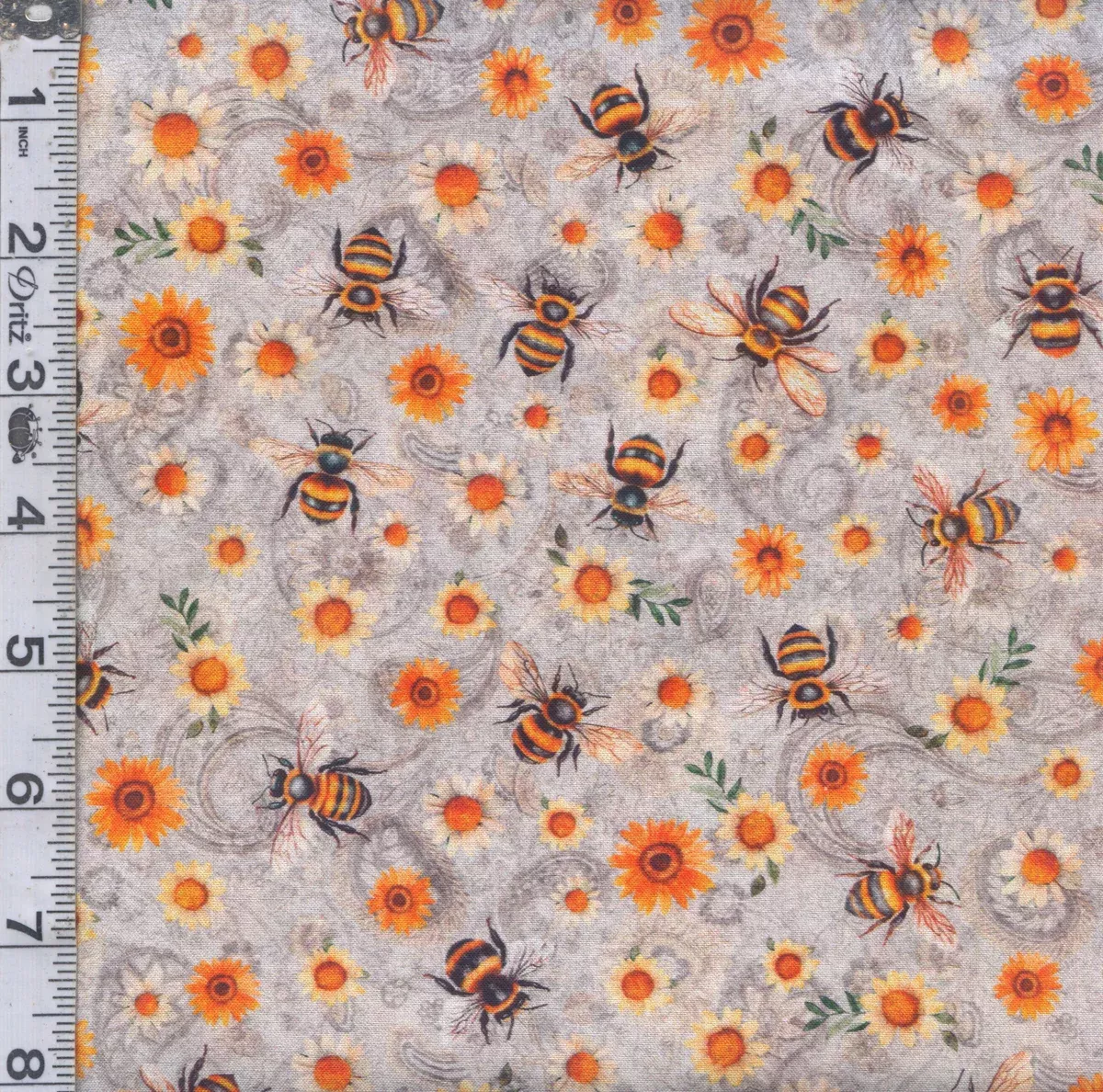 Sunflower Serenade - Sunflowers & Bumble Bees Gray