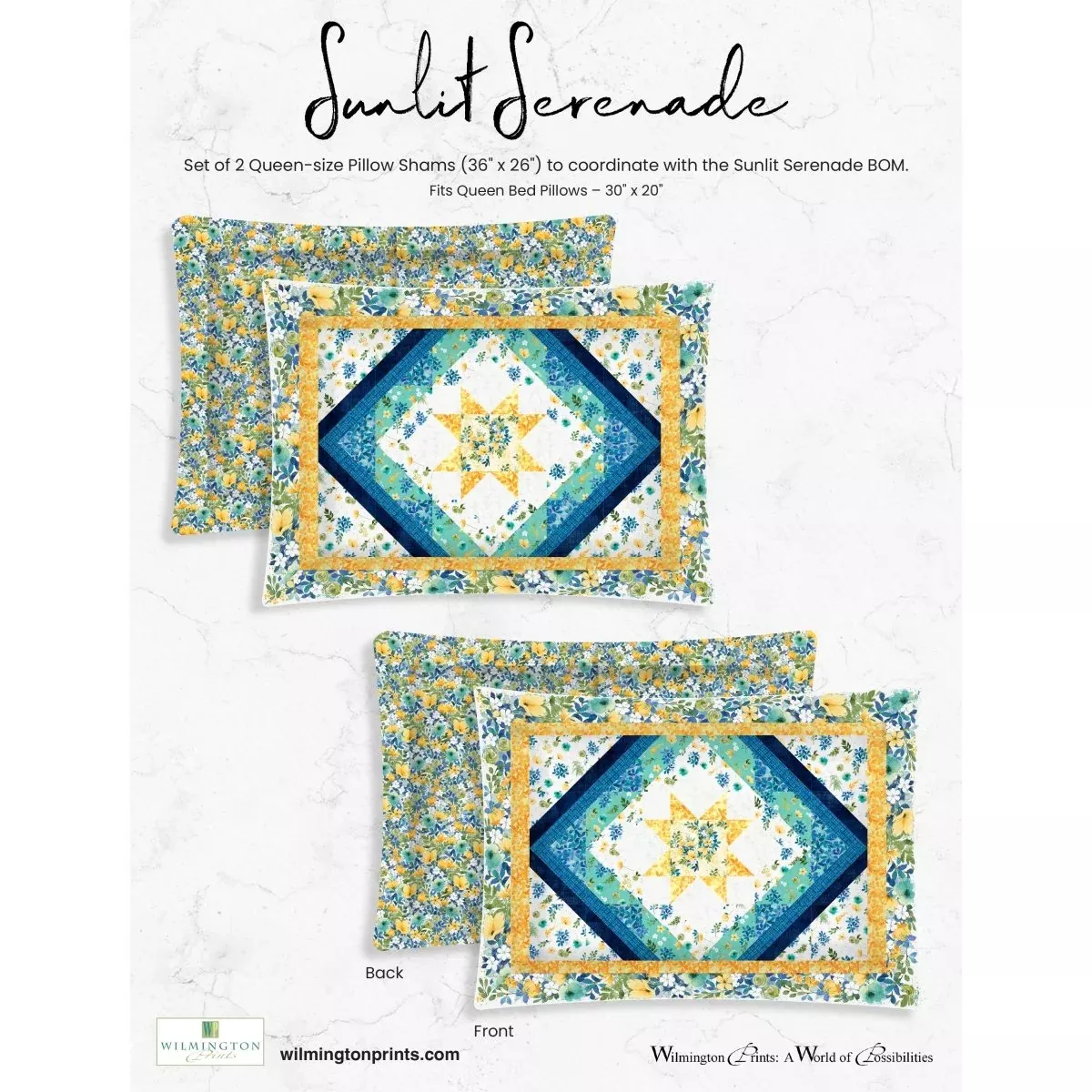 Sunlit Serenade Queen Pillow Shams Pattern from Wilmington PDF Download