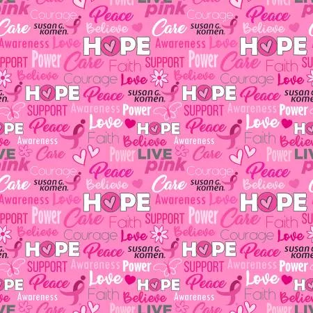 Susan G Komen Words of Hope : Pink Minky - #10576-SGK -Sykel