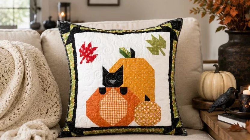 Sweet Kitty of Autumn Pillow Fabric Kit