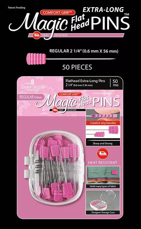 Taylor Seville Magic Pin Flat Head Xlong 50ct 220290 pins