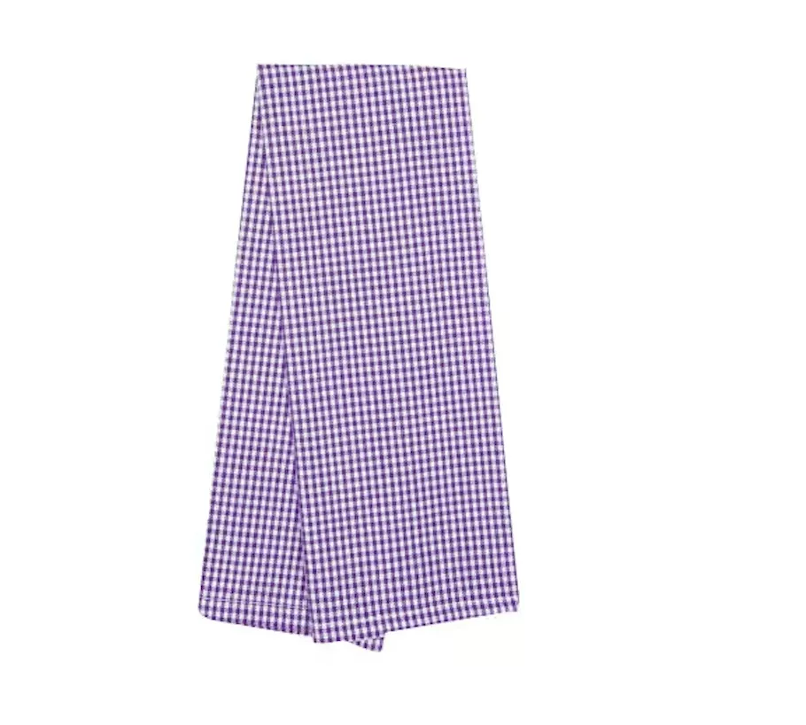 Tea Towel Mini Check Purple and White