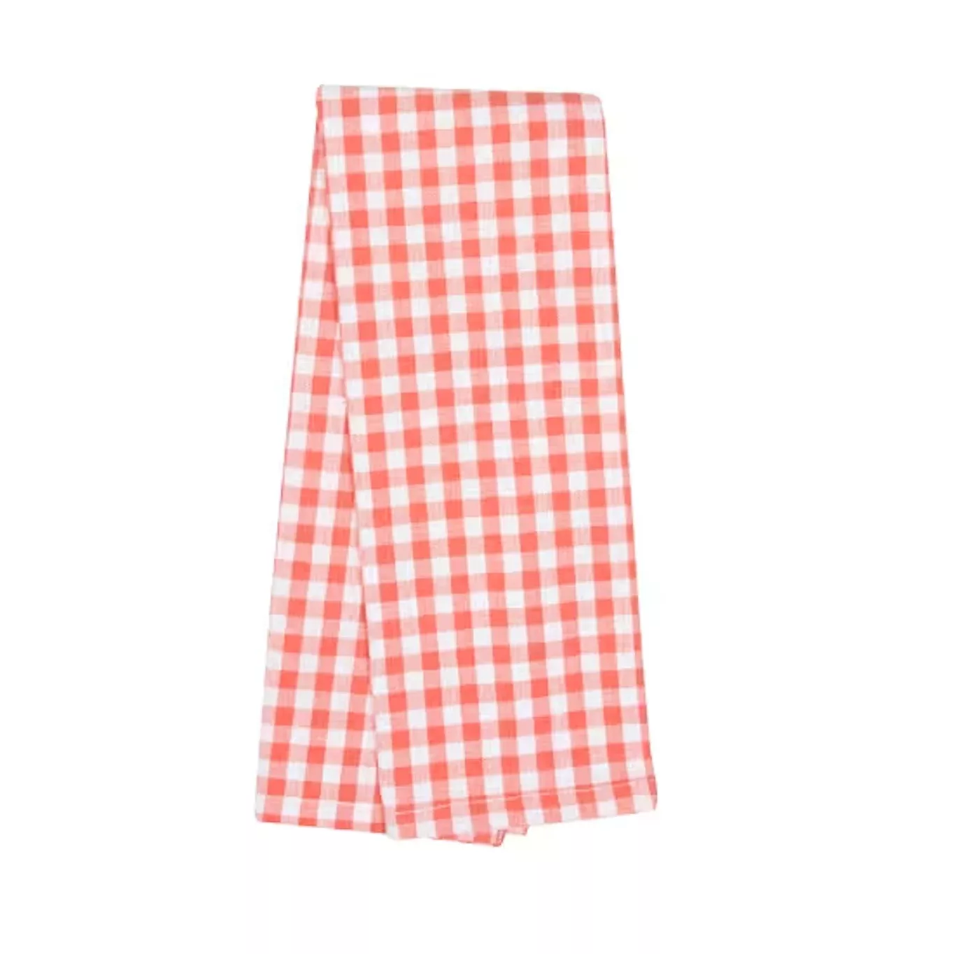 Tea Towel Small Check Coral and White