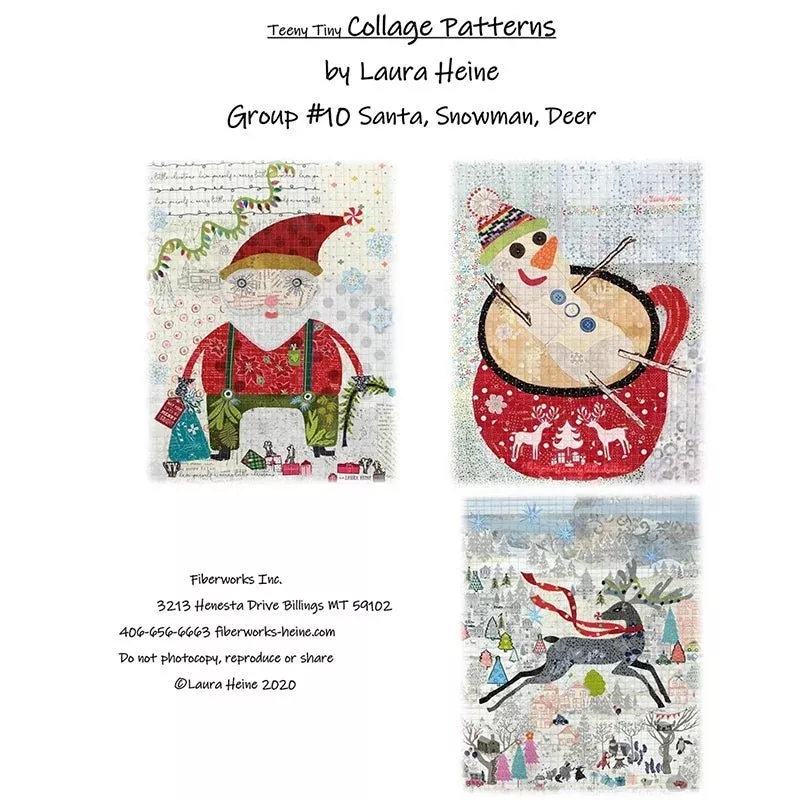 Teeny Tiny Collage Group #10 Santa, Snowman and Deer Collage Pattern