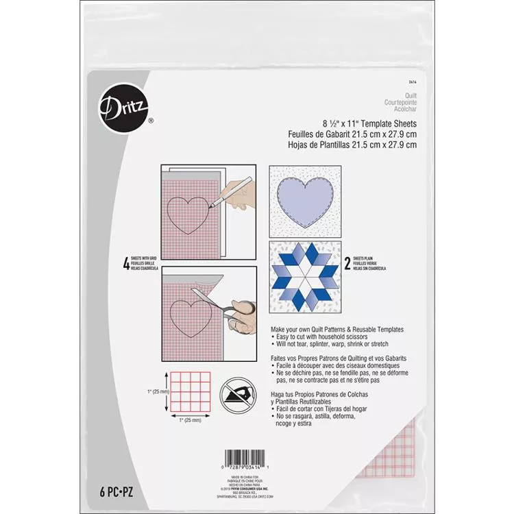 Template Sheet Plastic 6Ct