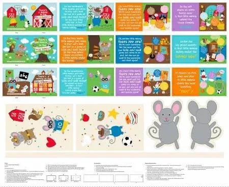 There's a Mouse in the Farmhouse! - A Fabric Baby Book Panel by Studio e (MITH)