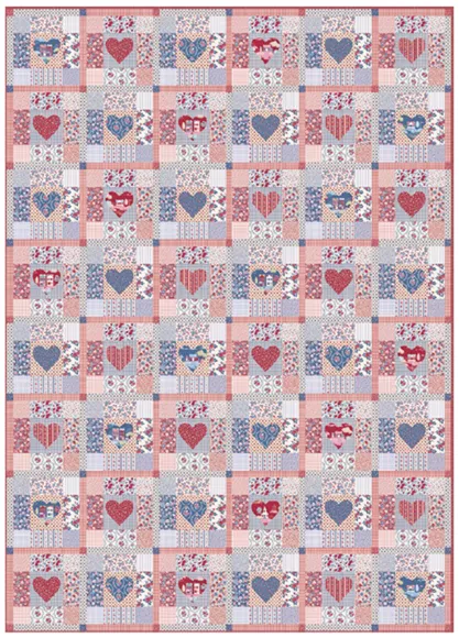 Tilda's Village Life : Heart of Village Quilt Kit Blue/Burgundy - #633086