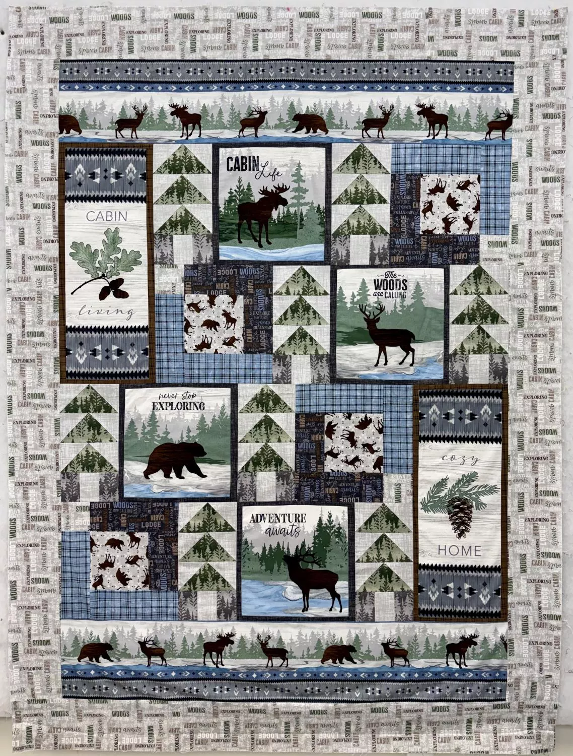 Timberland Trails Quilt SAMPLE - PIECED TOP 55.5" x 74.5" incl binding