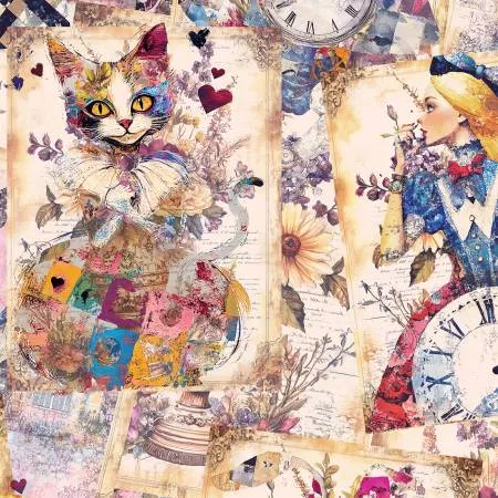 Timeless Treasures 108" Cotton Multi Alice'S Dream Collage CDX4088-MULTI