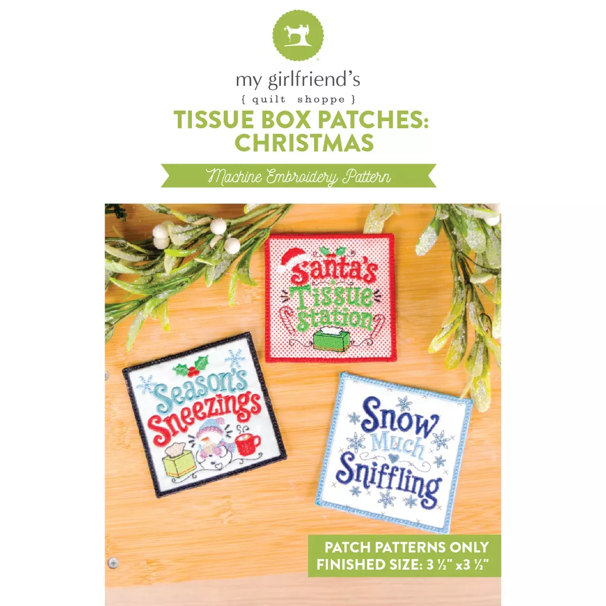 Tissue Box Patches: Christmas (Downloadable Machine Embroidery Design)