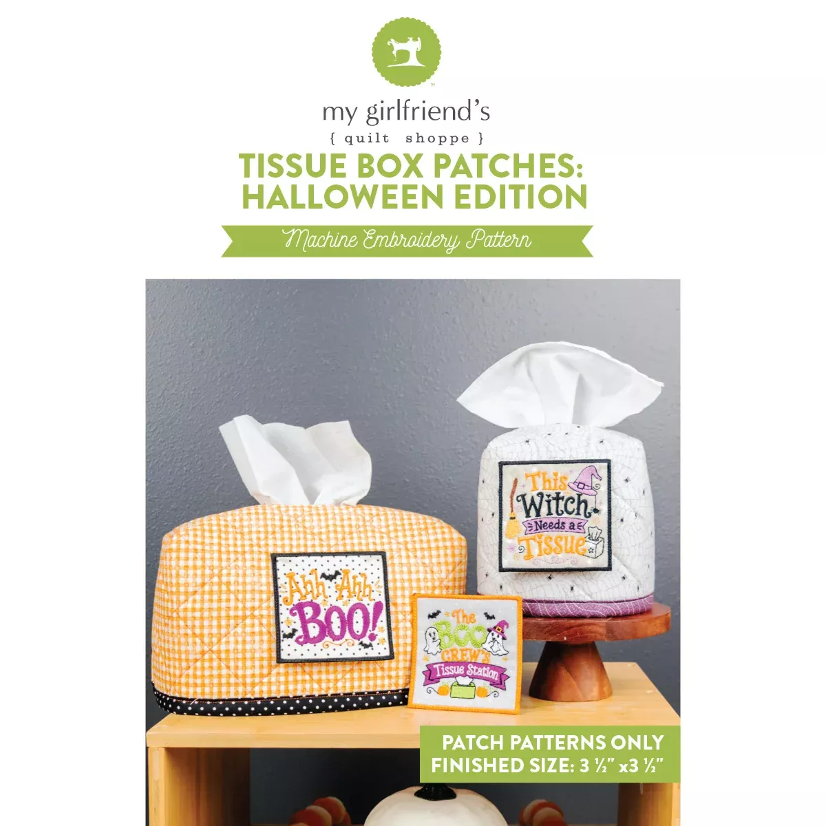 Tissue Box Patches: Halloween Edition (Downloadable Machine Embroidery Pattern)