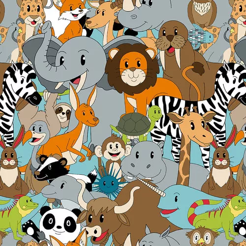 A to Zoo Stacked Animals in Light Gray by Blank Quilting Corporation 2651-90