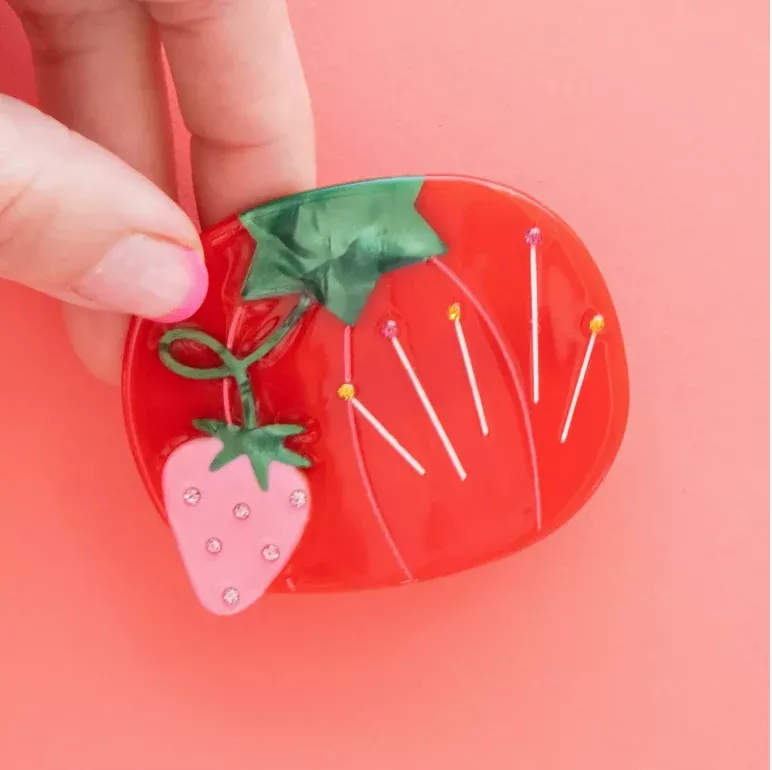 Tomato Pinchushion French Barrette Hair Clip