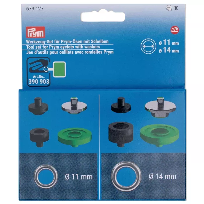 Tool Set for Prym Eyelets with Washers, 11 & 14 mm, 8 pc