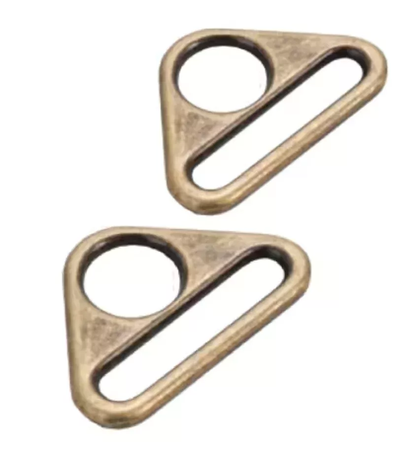 Triangle Ring Flat 1" Antique Brass-set of two