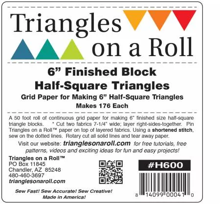 Triangles on a Roll 6in Half Square 50ft Roll