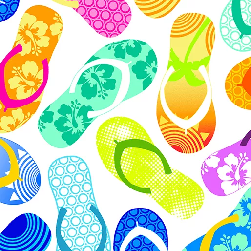 Tropical Breeze : White Flip Flops - #9720-09