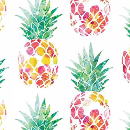 - Tropicale - White Trop Pineapples - Digitally Printed - 13778