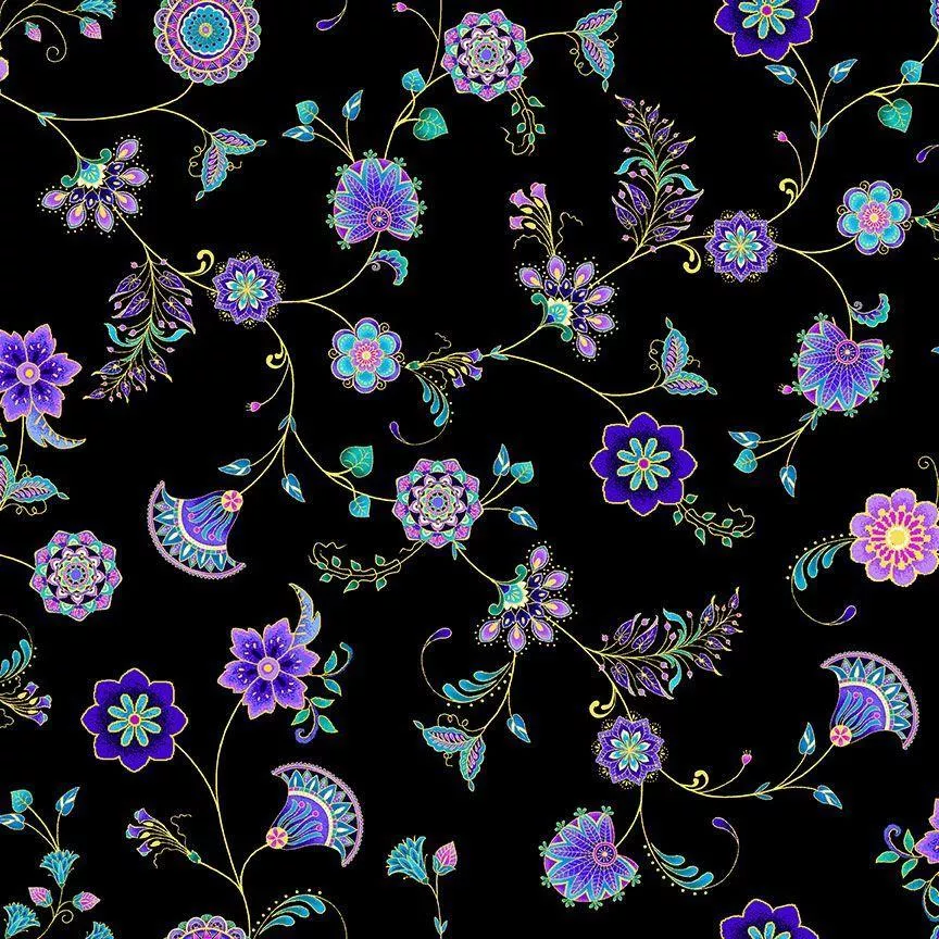 TT Empress - CM2122-BLACK - Cotton Metallic Fabric