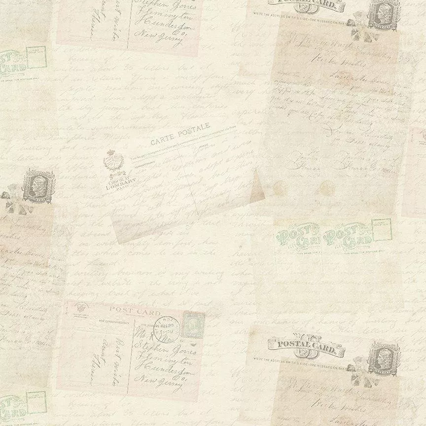 TT Jardin Postcards - CD2569-CREAM - Cotton Fabric