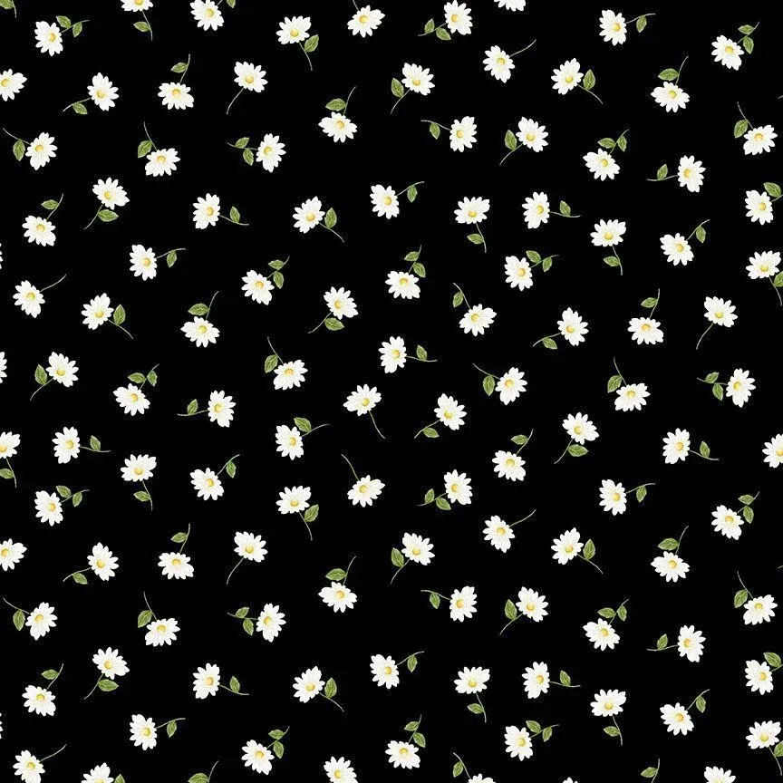 TT Watermelon Party - Tossed Tiny Daises CD1927-BLACK - Cotton Fabric