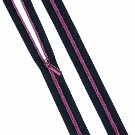 Tula Pink Coil Zipper 3yds and 9 Pulls Navy