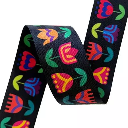 Tulips Webbing : 2" Strap Webbing - #SASSWEB-09 - Sassafras Lane Designs
