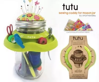 Tutu Mason Jar Sewing Caddy - Green