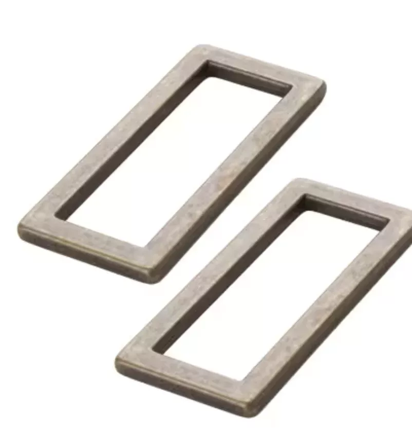 Two-1" Flat Rectangle Rings Antique Brass