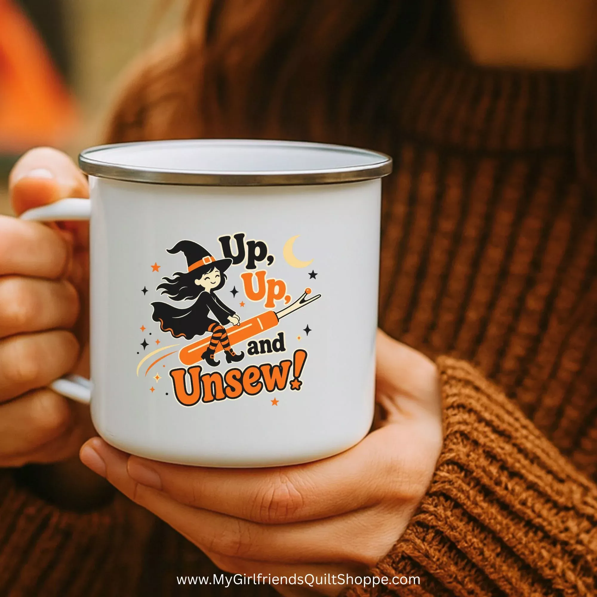 Up, Up, & Unsew! Witch on Seamripper - Tumbler + bonus for coffee mug (Downloadable Sublimation Design)