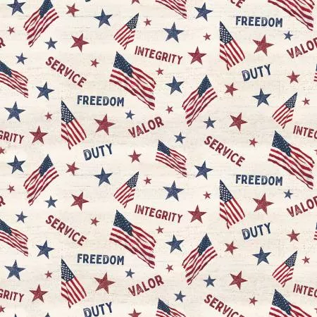 Valor Is Never Forgotten : Main Cream - #C18880R-CREAM - Riley Blake Designs