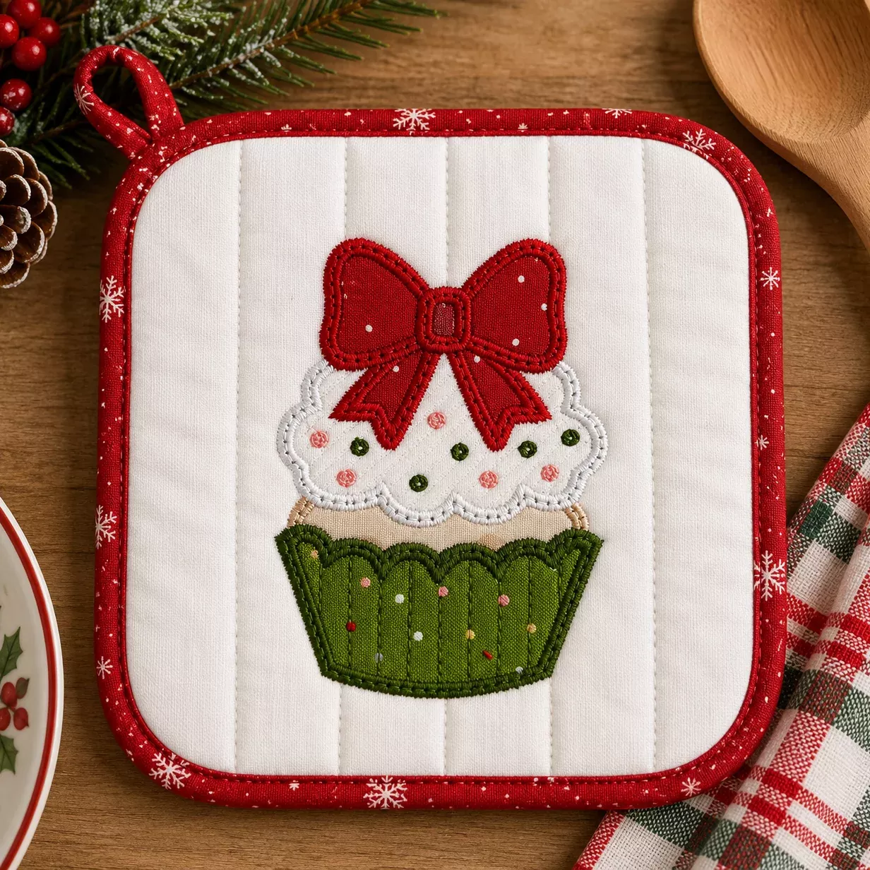 A Very Merry Cupcake: Bow (Downloadable Machine Embroidery Design)