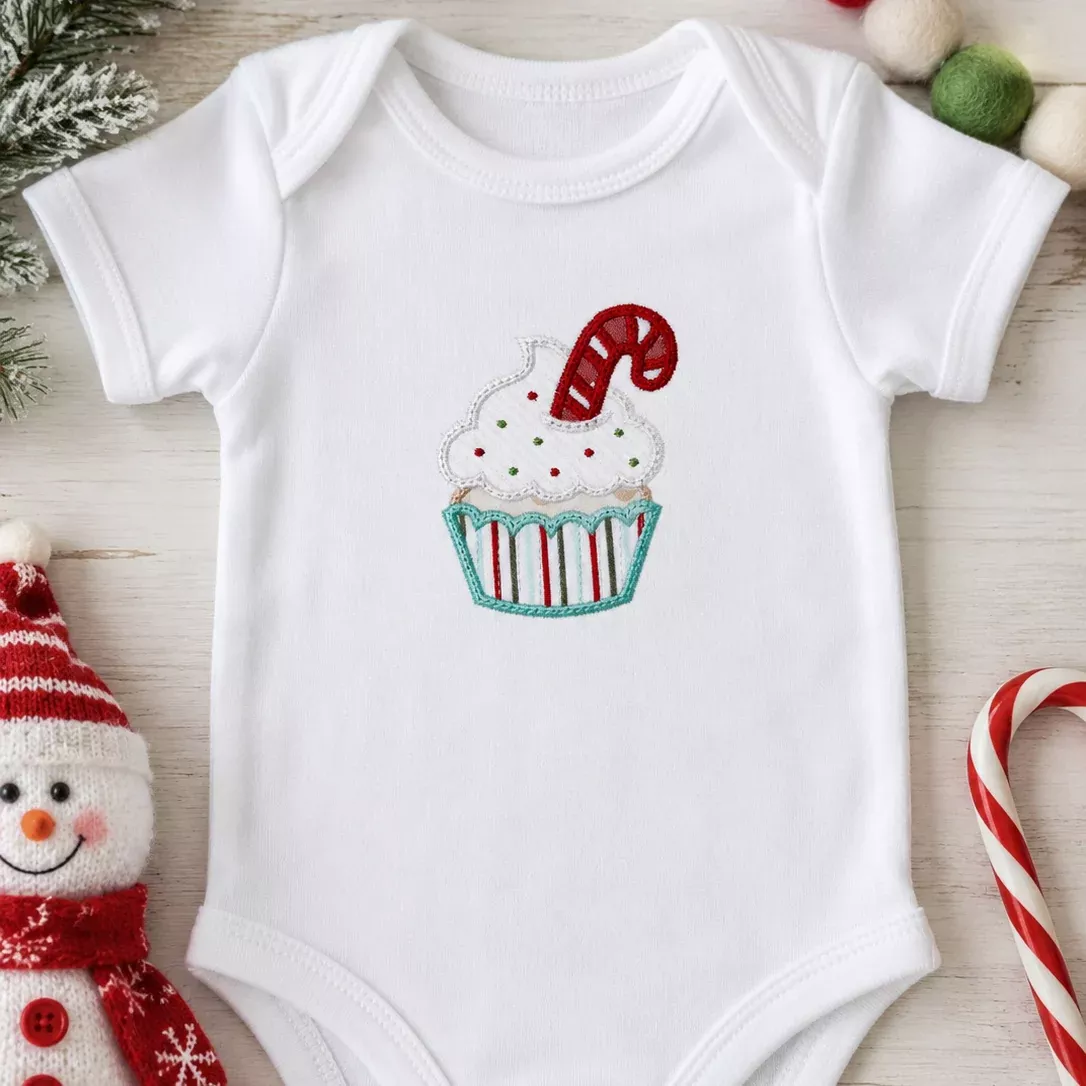 A Very Merry Cupcake: Candy Cane (Downlodable Machine Embroidery Design)
