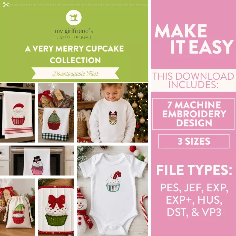 A Very Merry Cupcake Collection (Downloadable Machine Embroidery Bundle)