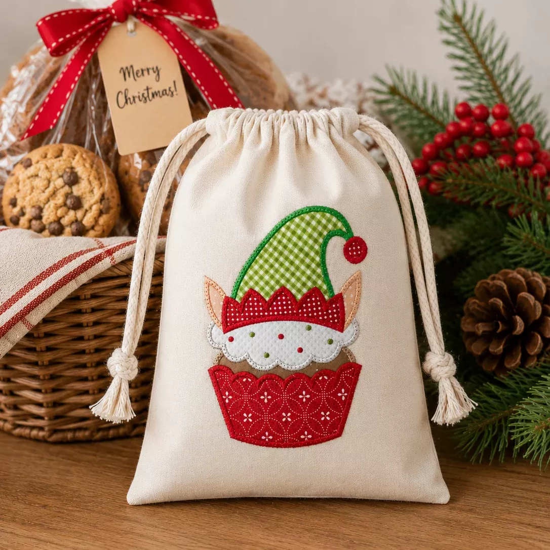 A Very Merry Cupcake: Elf (Downloadable Machine Embroidery Design)