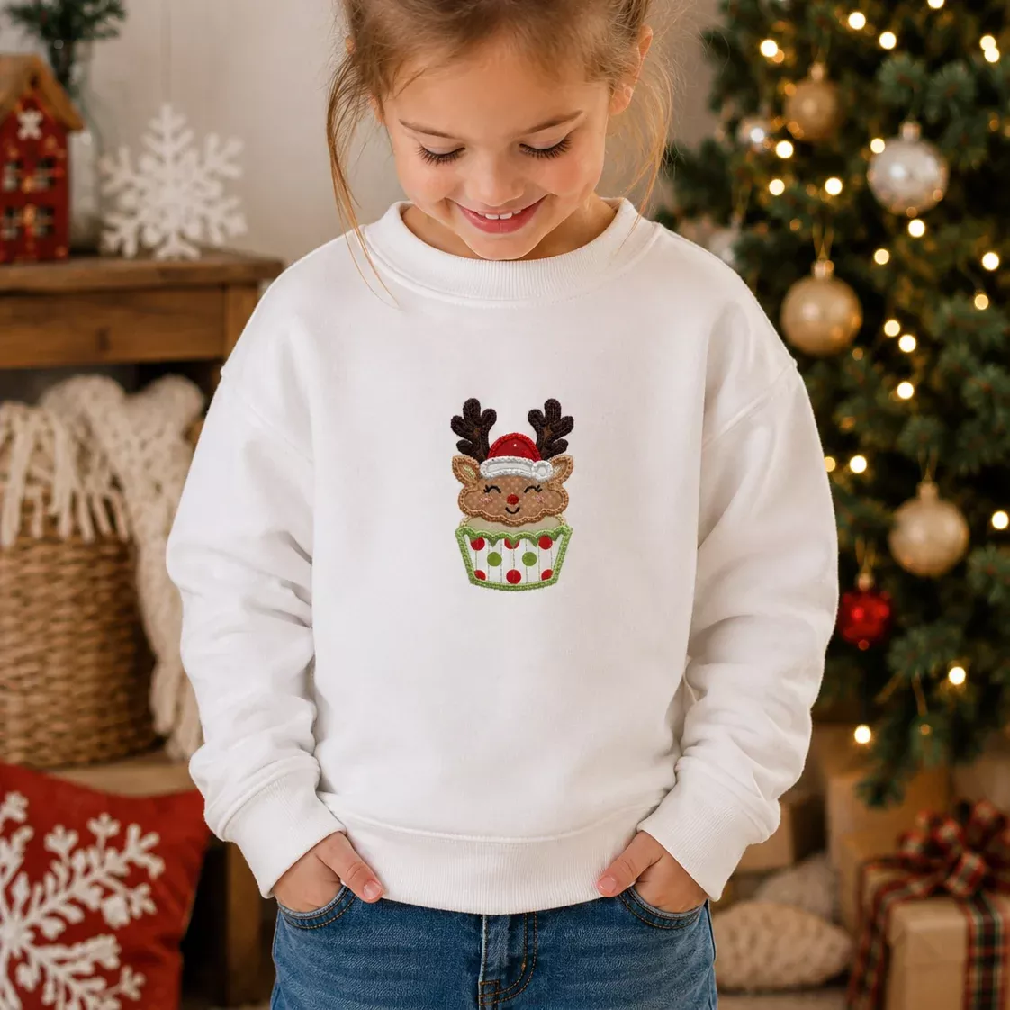 A Very Merry Cupcake: Reindeer (Downloadable Machine Embroidery Design)