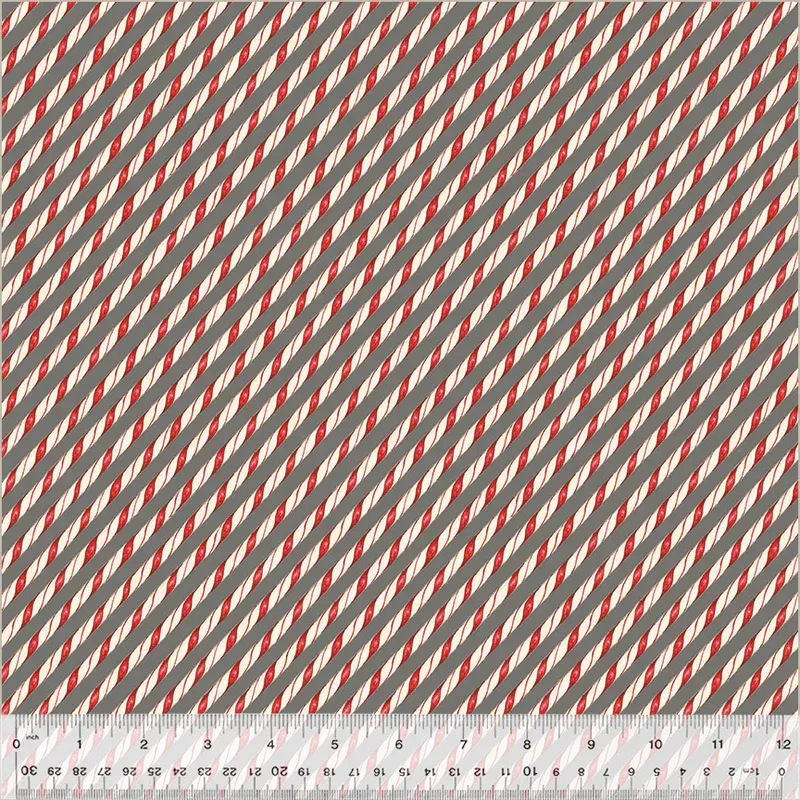 A Very Terri Christmas - Gray Candy Cane Stripe - 54106-11 by Windham Fabrics