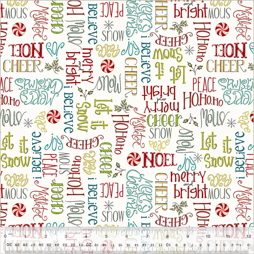 A Very Terri Christmas in Ivory Season's Greetings by Windham Fabrics 54103-4