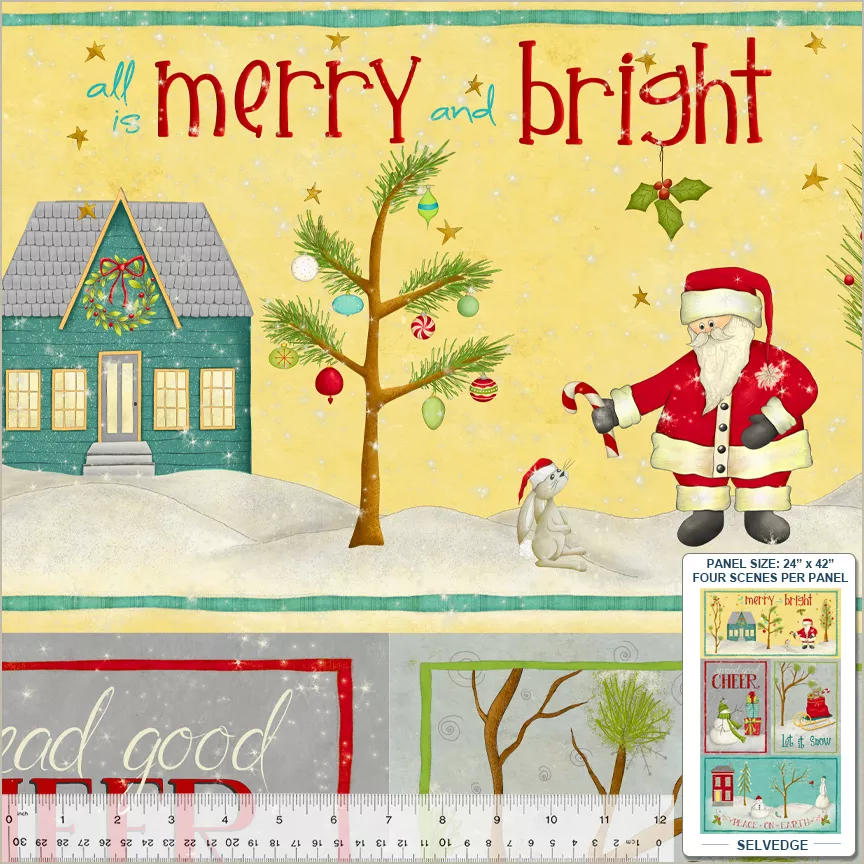 A Very Terri Christmas in Multi Merry and Bright Panel by Windham Fabrics 54099DP-1