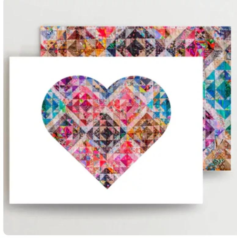 Vibrant Quilt Heart Blank Note Cards Set of 6