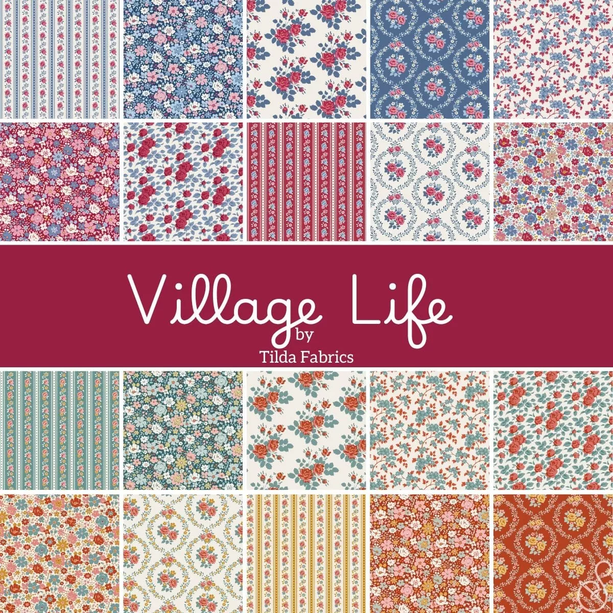 Village Life : Fabric Stack 10” squares, 40pcs - #TIL300282 - Tilda