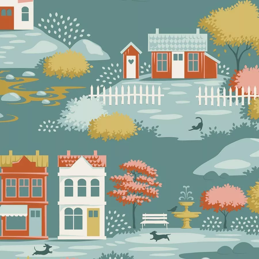 Village Life : Village Teal - #TIL110180-V15 - Tilda