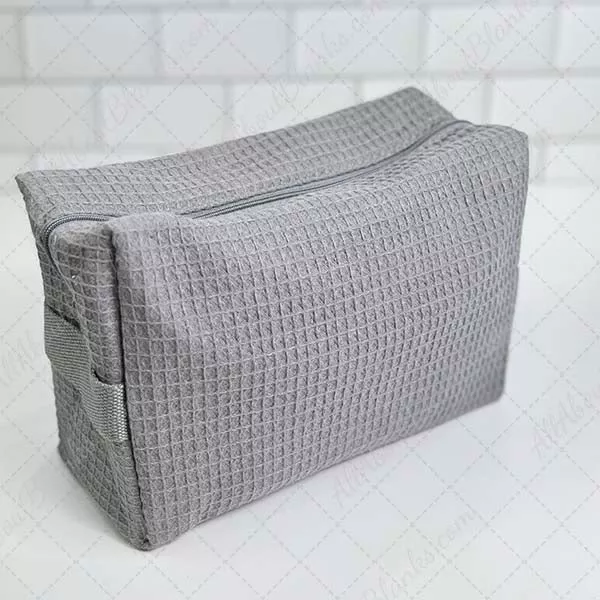 Waffle Weave Cosmetic Bag -Grey