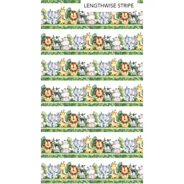 Wee Safari in White Multi Border Stripe by Northcott 25641-10