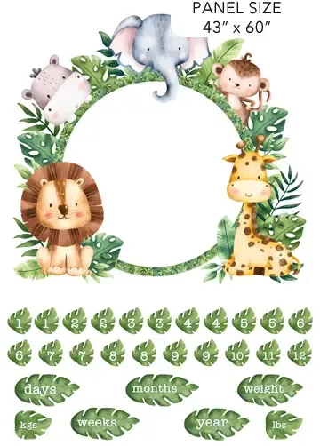 Wee Safari in White Multi Milestone Panel by Northcott DP25649-10